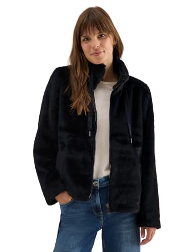 CECIL Damen 2005518 Kurze Fellimitat Jacke, Dark Navy Blue, 38 von Cecil