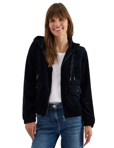 CECIL Damen 2117008 Cordjacke mit Kapuze, urban Dark Blue, XL von Cecil