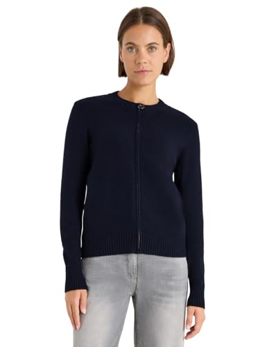 CECIL Damen 2515363 Cosy Cardigan mit Zipper, urban Dark Blue, L von Cecil