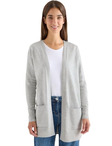 CECIL Damen 2515400 Offener Cosy Cardigan, Chalk Grey Melange, L von Cecil