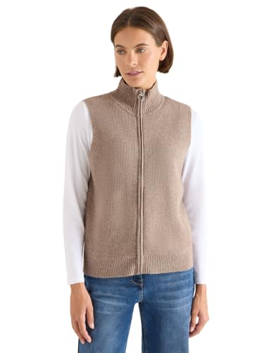 CECIL Damen 2515483 Weste mit Rippstruktur, Toffee Cream Melange, L von Cecil
