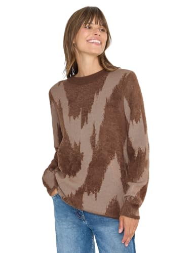 CECIL Damen 3016910 Gemusterter Pullover, Mocha Caramel, XL von Cecil