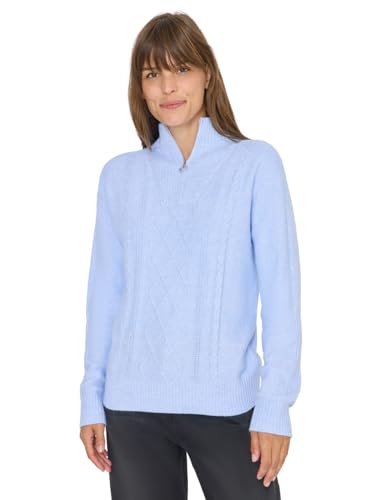 CECIL Damen 3016924 Pullover mit Troyerkragen, Sporty Light Blue Melange, Medium von Cecil