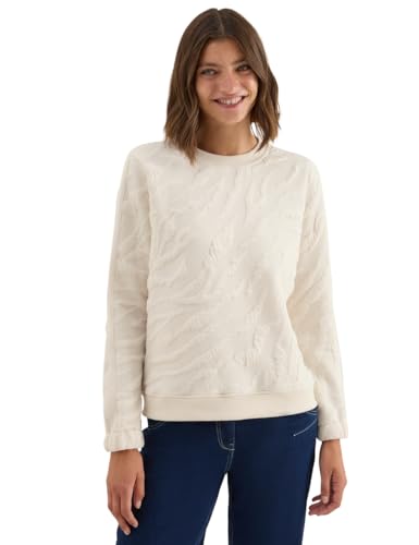 CECIL Damen 3017054 Strukturmuster Sweatshirt, Light beige, L von Cecil