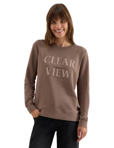 CECIL Damen 3017255 Sweatshirt mit Wording, Cocoa Taupe, XL von Cecil