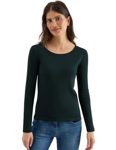 CECIL Damen 3120346 Basic Langarmshirt, Ink Green, XS von Cecil