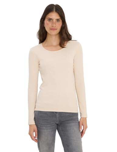 CECIL Damen 3120346 Basic Langarmshirt, Oat Milk beige, Medium von Cecil