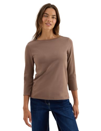 CECIL Damen 3127598 Basic Shirt in Unifarbe, Cocoa Taupe, Large von Cecil