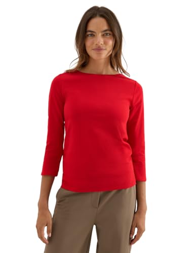 CECIL Damen 3127598 Basic Shirt in Unifarbe, Fiery red, Large von Cecil