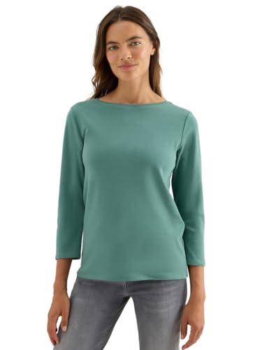 CECIL Damen 3127598 Basic Shirt in Unifarbe, Jewel Green, M von Cecil