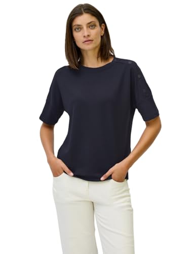 CECIL Damen 3227044 T-Shirt mit Knopfdetail, urban Dark Blue, XS von Cecil