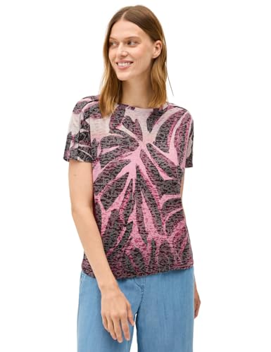 CECIL Damen 3227074 Ausbrenner-Shirt mit Muster, Mulberry red, X-Small von Cecil
