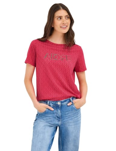 CECIL Damen 3227075 Ausbrenner Shirt mit Wording, Glazed Apple red, X-Large von Cecil