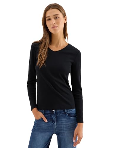 CECIL Damen 3227271 V-Neck Langarmshirt, Black, X-Large von Cecil