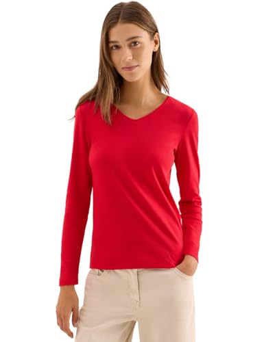 CECIL Damen 3227271 V-Neck Langarmshirt, Fiery red, L von Cecil