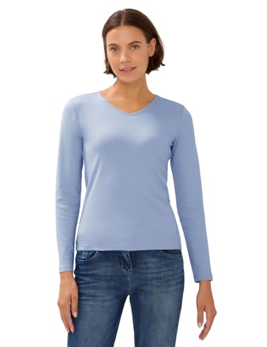CECIL Damen 3227271 V-Neck Langarmshirt, Mountain Blue, Medium von Cecil