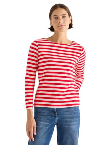 CECIL Damen 3227274 Gestreiftes Basic Shirt, Fiery red, X-Large von Cecil