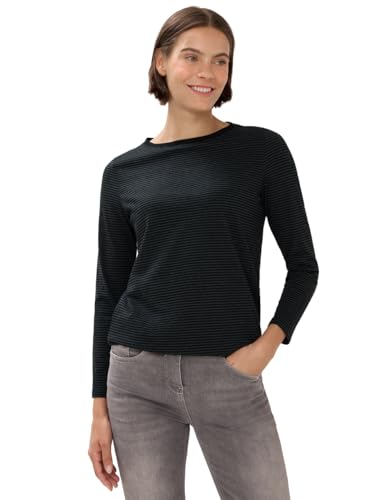 CECIL Damen 3227275 Shirt mit tonalen Streifen, Black, Small von Cecil