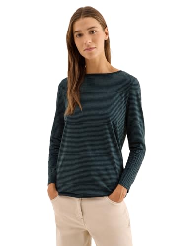 CECIL Damen 3227275 Shirt mit tonalen Streifen, Ink Green, Large von Cecil