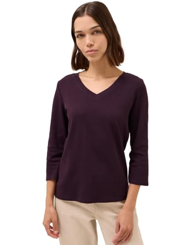 CECIL Damen 3227461 Basic V-Neck Shirt, Eggplant red, Small von Cecil