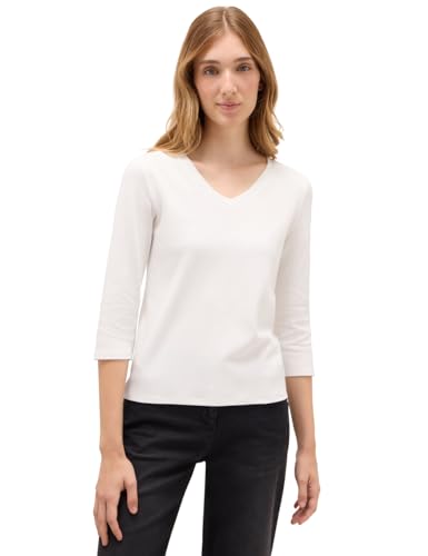 CECIL Damen 3227461 Basic V-Neck Shirt, Vanilla White, Large von Cecil