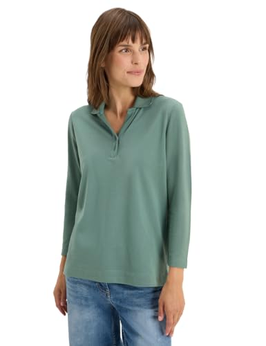 CECIL Damen 3227473 Poloshirt mit Knopfdetail, Jewel Green, Medium von Cecil