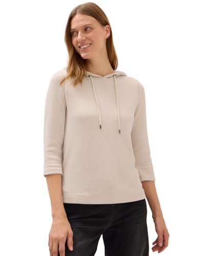 CECIL Damen 3227474 Hoodie Shirt in Rippstruktur, Oat Milk beige, Large von Cecil