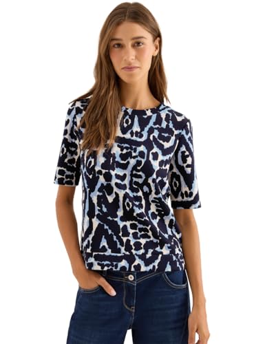 CECIL Damen 3227483 Cupro Touch Print-Shirt, urban Dark Blue, X-Small von Cecil