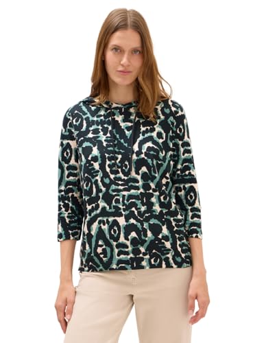 CECIL Damen 3227485 Gemustertes Hoodie Shirt, Ink Green, 42 von Cecil