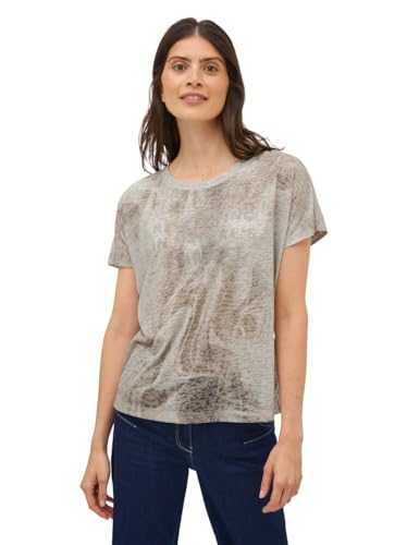 CECIL Damen 3227496 Ausbrenner Wording Shirt, Natural Taupe, X-Small von Cecil