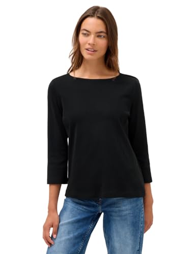 CECIL Damen 3227522 Basic RIPP-Shirt, Black, Small von Cecil