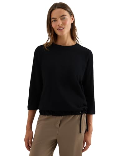 CECIL Damen 3227532 Slub Shirt mit Rundhals, Black, Medium von Cecil