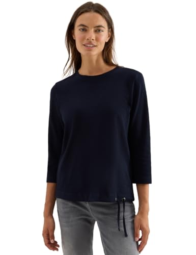 CECIL Damen 3227532 Slub Shirt mit Rundhals, urban Dark Blue, XXL von Cecil