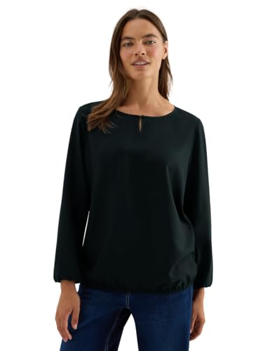 CECIL Damen 3411876 Bluse in Unifarbe, Ink Green, X-Large von Cecil