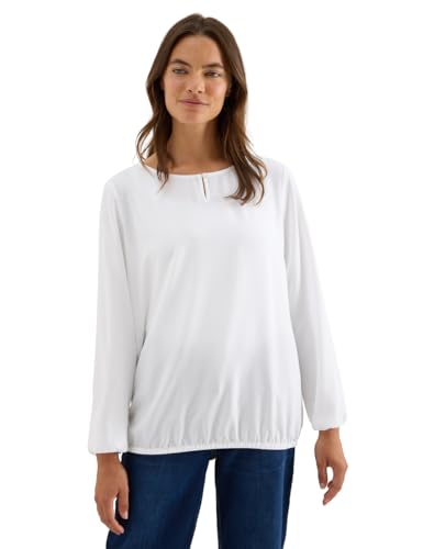 CECIL Damen 3411876 Bluse in Unifarbe, White, Large von Cecil