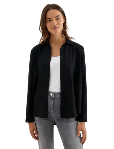 CECIL Damen 3411878 Hemdbluse in Unifarbe, Black, X-Large von Cecil