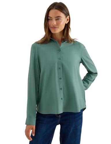 CECIL Damen 3411878 Hemdbluse in Unifarbe, Jewel Green, XL von Cecil