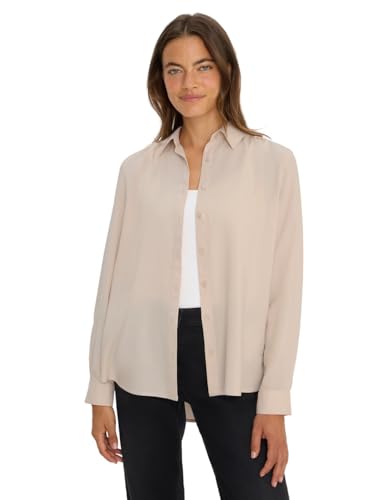 CECIL Damen 3411878 Hemdbluse in Unifarbe, Oat Milk beige, XS von Cecil