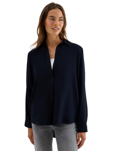 CECIL Damen 3411878 Hemdbluse in Unifarbe, urban Dark Blue, L von Cecil