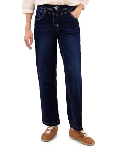 CECIL Damen 3716113 Wide Leg Jeans, Dark Blue wash, W27 von Cecil