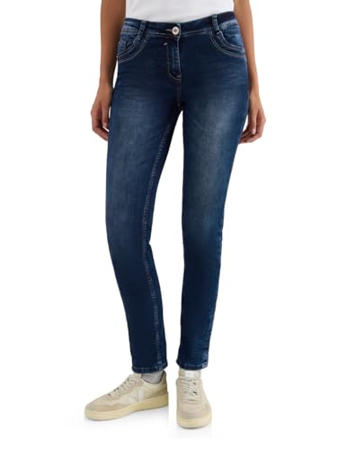 CECIL Damen 3716852 Straight Leg Jeans, mid Blue Used wash, 33 von Cecil