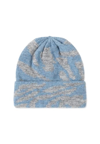 CECIL Damen 5706422 Beanie mit Zebramuster, Moonstone Blue Melange, Regular von Cecil