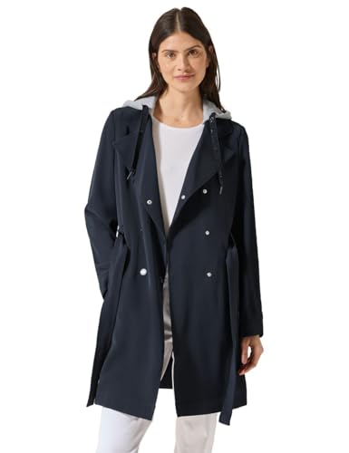 CECIL Damen B101210 Trenchcoat mit Kapuze, Dark Navy Blue, L von Cecil