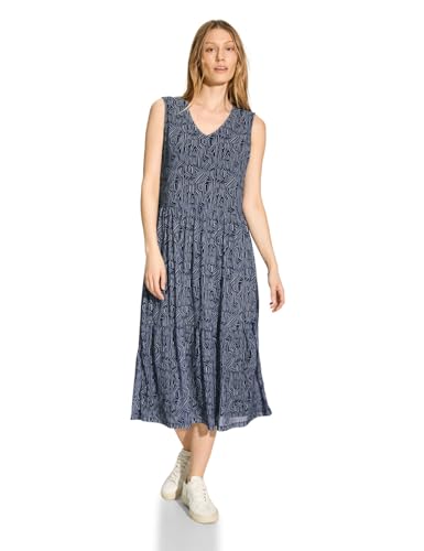 CECIL Damen B144113 Mesh Kleid mit Print, universal Blue, XL von Cecil