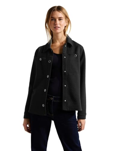 CECIL Damen B212029 Übergangsjacke Overshirt, Black, M von Cecil