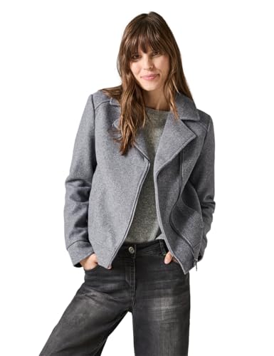 CECIL Damen B212319 Bikerjacke in Woll-Optik, Platinum Grey Mel, M von Cecil