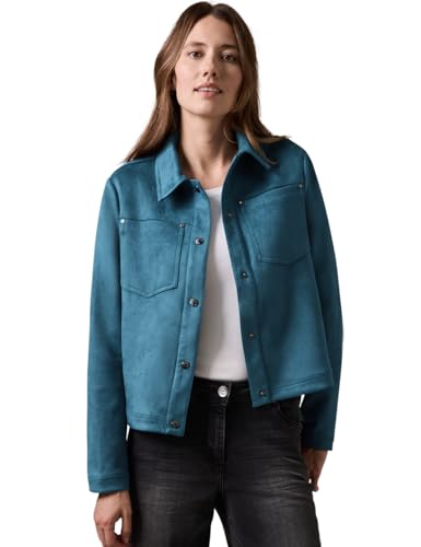 CECIL Damen B212321 Jacke im Velours-Look, Celestial Aqua Blue, XXL von Cecil