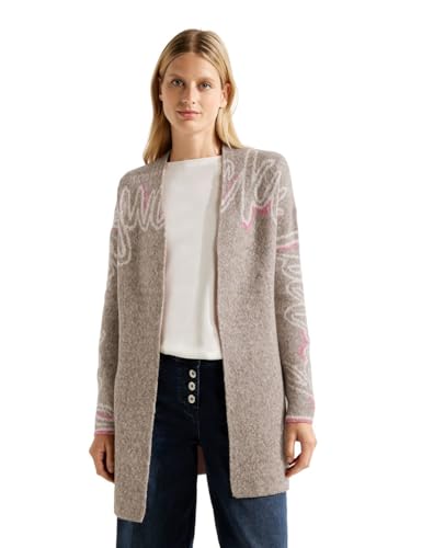 CECIL Damen B253694 Strickjacke mit Wording, Taupe Melange, XXL von Cecil