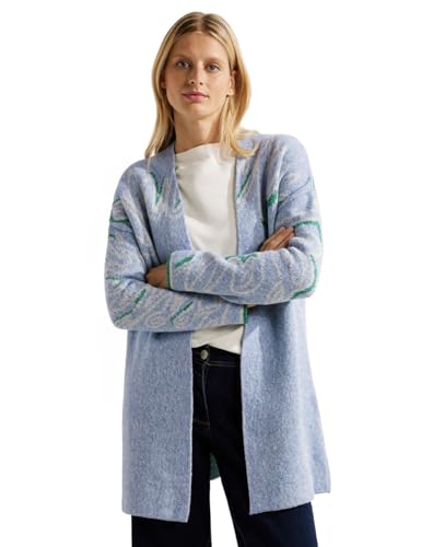 CECIL Damen B253694 Strickjacke mit Wording, real Blue Melange, Large von Cecil