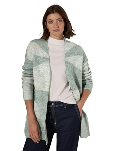 CECIL Damen B253893 TOS_Open AOP Cardigan, Glaced Green Melange, XS EU von Cecil